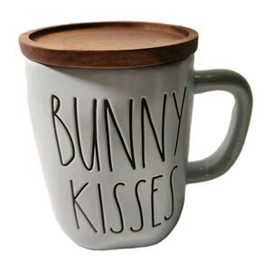 Rae Dunn Bunny Kisses Coffee Mug With Wood Lid Easter Egg Engraved